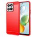 Honor Coque Honor 200 Smart/X7c 4G/5G en TPU Brossé - Fibre de Carbone - Rouge