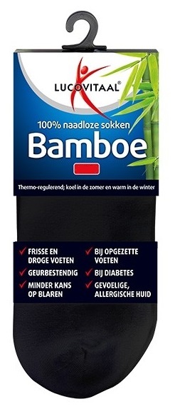 Lucovitaal Bamboe Enkelsokken Zwart 43-46