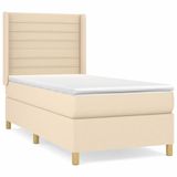 VidaXL Boxspringbed met matras, crème kleur, 100x200 cm, met stoffen bekleding