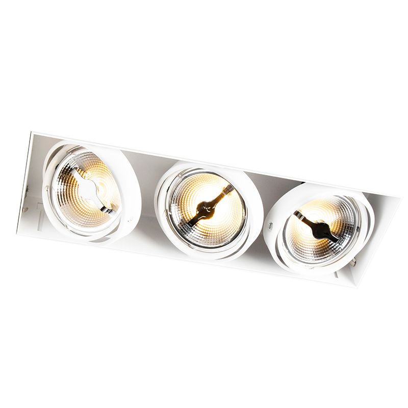 QAZQA Oneon Grote inbouwspot 3 lichts L 480 mm Wit | Metaal