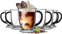 Glasmark Koffie glazen - 6x - met oor - zwart - 400 ml - latte macchiato glazen