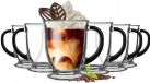 Glasmark Koffie glazen - 6x - met oor - zwart - 400 ml - latte macchiato glazen