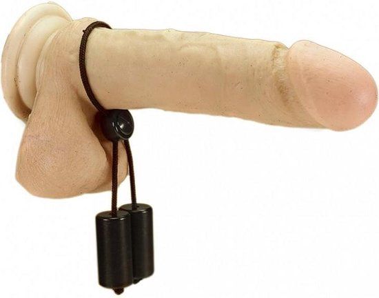 Rimba - Cockring - Penisbandje Met Twee Gewichten Van 100 gram - Verstelbaar - Zwart