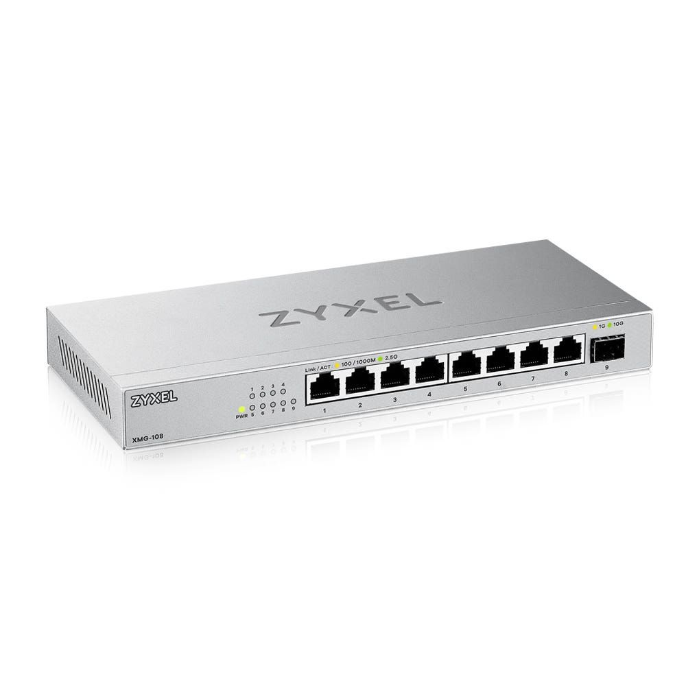 Zyxel XMG-108 Unmanaged 2.5G Ethernet Switch - 8-Port - 10G SFP+ - Silver