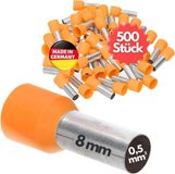 Kalitec 500 stuks AE0508OR adereindhulzen geïsoleerd 0,5 mm² 8 mm lang oranje