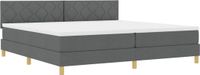 vidaXL LED Box Spring Bed with Mattress Dark Grey 200 x 200 cm Fabric