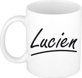 Bellatio Decorations Lucien Naam koffiemok - beker - met sierlijke letters - wit