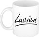 Bellatio Decorations Lucien Naam koffiemok - beker - met sierlijke letters - wit