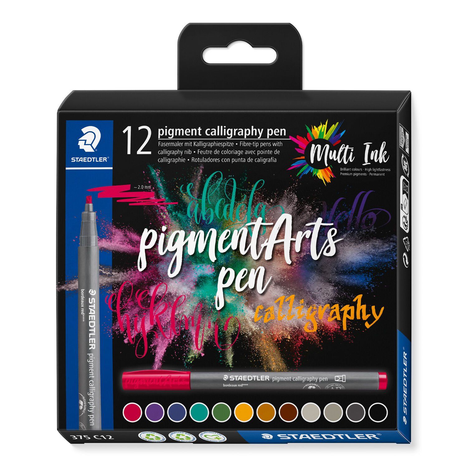 Staedtler Pigment Arts Calligraphy Pen Set - 12 Colors