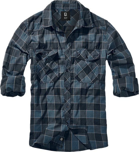 Brandit Checkshirt Heren Longsleeve - blauw/grijs/zwart - L