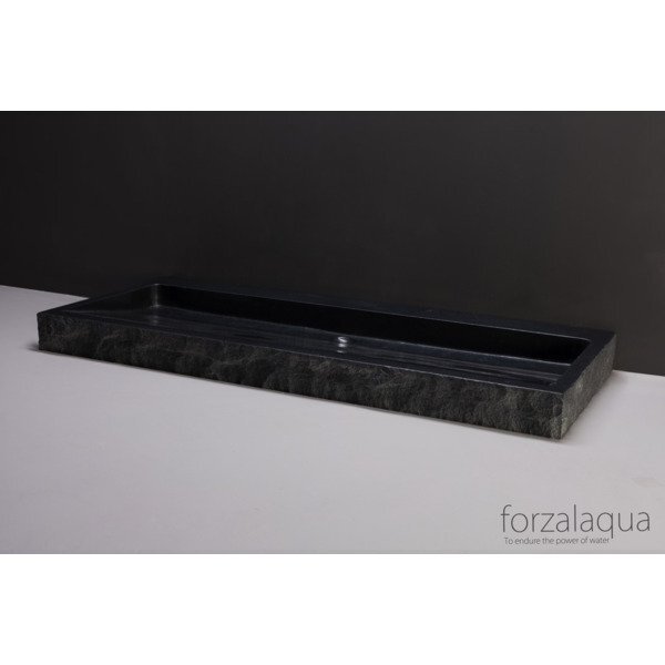 Forzalaqua Palermo wastafel 100.5x51.5x9cm rechthoek 1 wasbak geen kraangat graniet gezoet gekapt antraciet 8010281