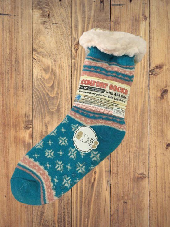 Winter sokken met fleece voering en anti-slip - Unisex - One size - Blauw/Roze/Wit