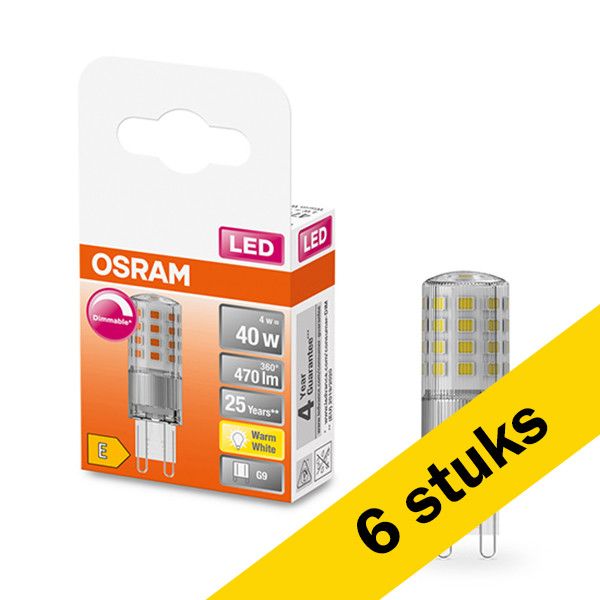 6x Osram G9 LED capsule - SMD - Helder - 2700K - Dimbaar - 4W (40W)