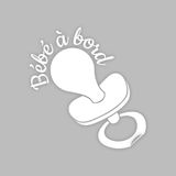 Ambiance Sticker Autosticker Ramen Auto Baby Rand Grote Baby Fopspeen Wit - H20 x L20 cm