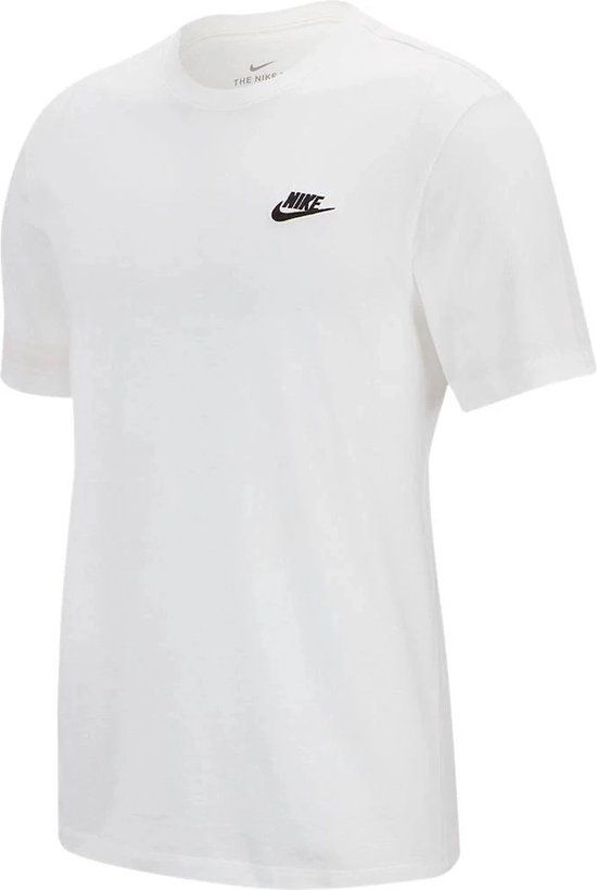 Nike M NSW Club T-shirt Heren Wit/Zwart XXL