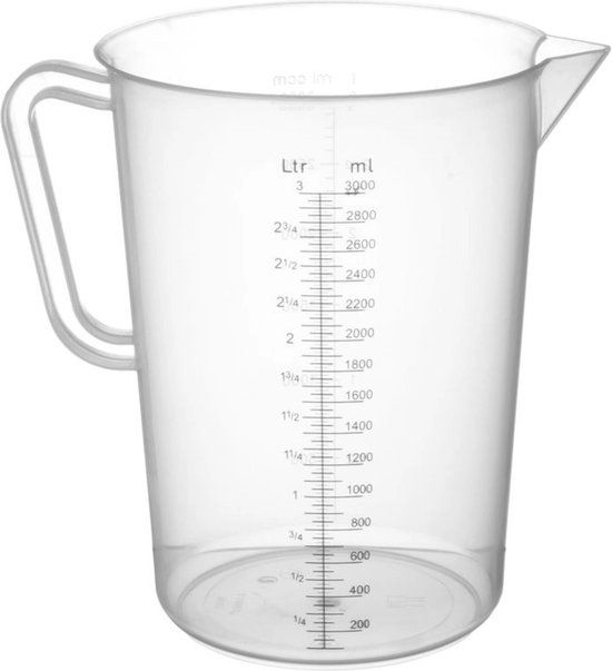 HENDI Maatbeker polypropyleen – 3 liter – met schaalverdeling – vaatwasmachinebestendig