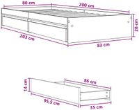vidaXL Bedombouw met opslag Zwart eiken 80 x 200 cm Bewerkt hout