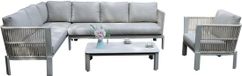 AVH-Collectie Veneto hoek loungeset 4-delig aluminium zand/latte/linen