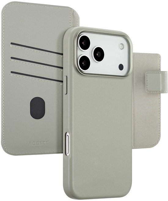 Accezz Leather Bookcase 2-in-1 met MagSafe voor de Apple iPhone 17 Pro Max - Light Grey