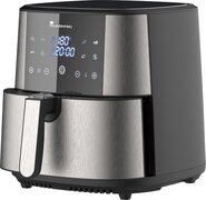 MasterPro Foodies friteuse zonder olie, XXL 6 l, heteluchtfriteuse met 8 programma's en recept, Air Fryer met led-touchscreen, anti-aanbakmand, timer, 1800 W