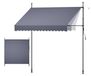 Store banne manuel, store rétractable d'extérieur de 250 cm pour patio, protection solaire, hauteur réglable, auvent pour porte et fenêtre de patio avec manivelle manuelle, idéal pour jardin, balcon, cour arrière, couleur gris foncé