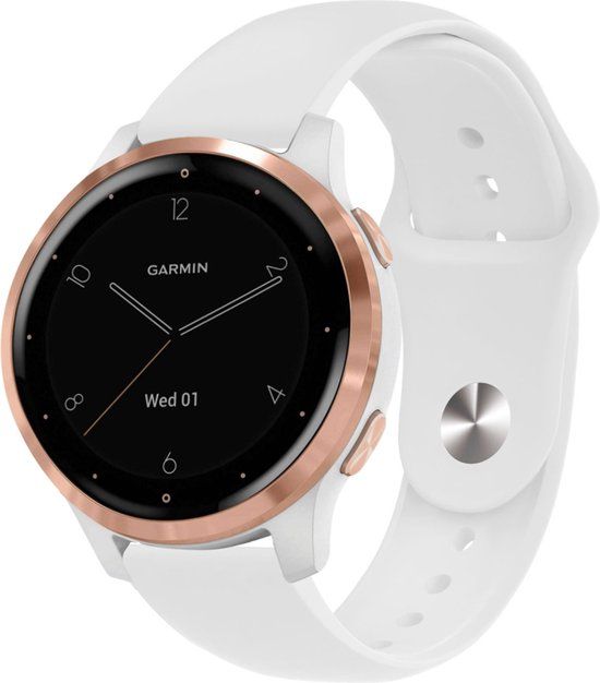 iMoshion Siliconen Sport Bandje 18mm - Wit - Geschikt voor Garmin Vivoactive 4s / 3s, Venu 2s, Vivomove 3s & Fossil Gen 6 / 5e