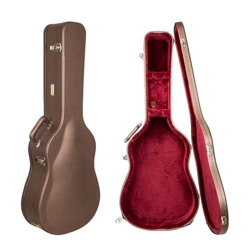 Crossrock Designer Series Klassieke Gitaarkoffer voor 4/4 Nylon-String | Chocoladebruine afwerking, Bourgondië Fluwelen Interieur, Slot - Premium Houten Hardshell - Chocoladebruin (CRW520CCB)