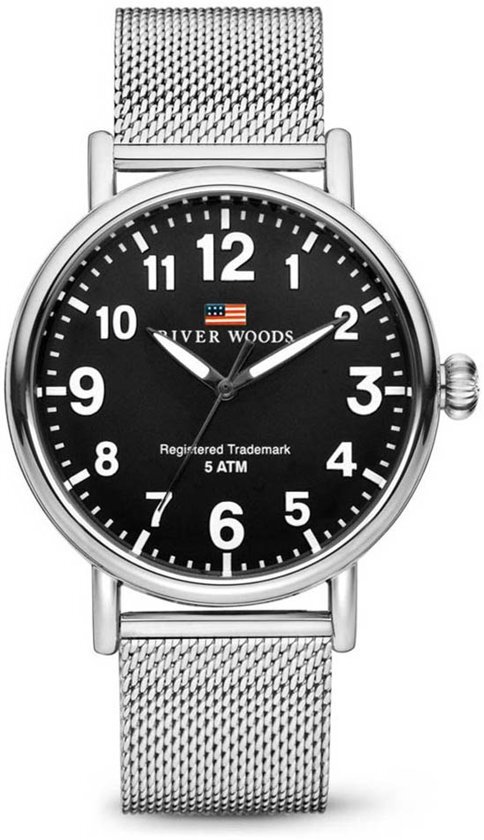 River Woods RW420003 Sacramento horloge Heren - Zilverkleurig - RVS 42 mm