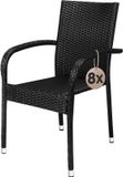 Casaria Tuinstoelen Stapelbaar – Set van 8 – Zwart