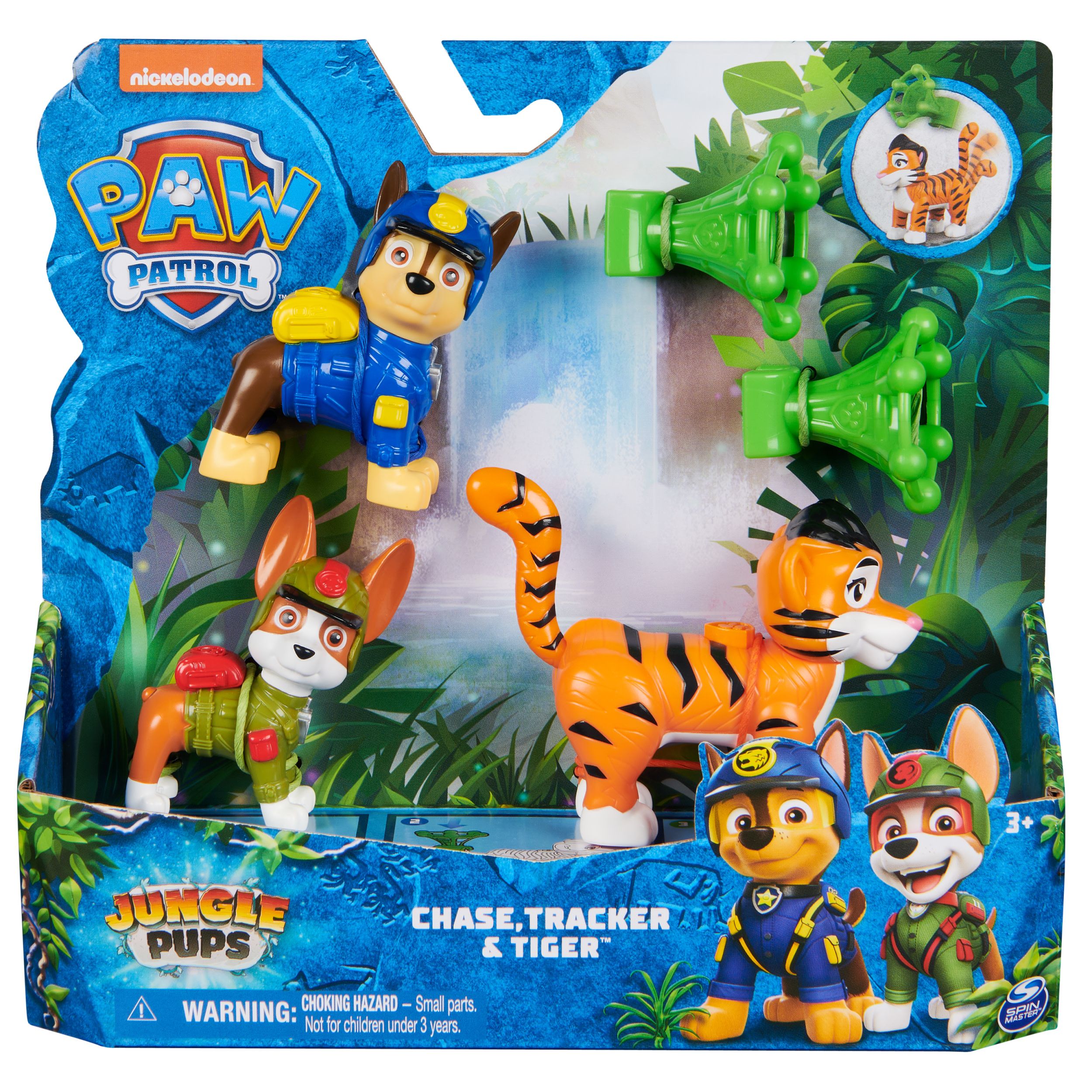 PAW Patrol Jungle Pups - Chase, Tracker & Tiger Figure Set with Projectile Launcher