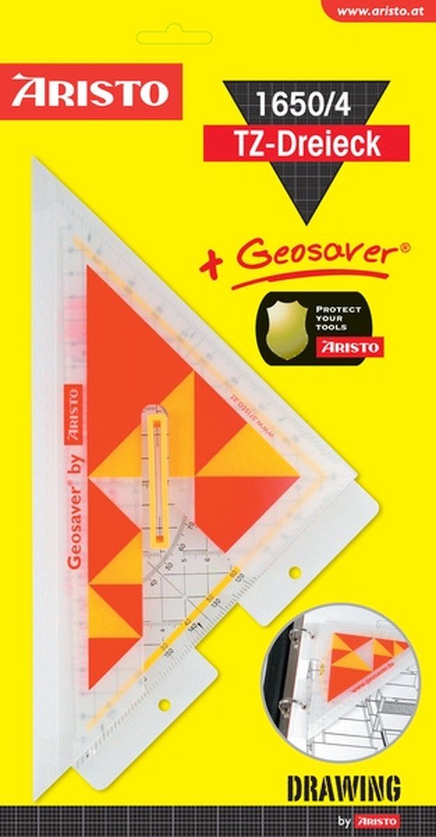Aristo AR17679B TZ-driehoek AR1650/4 met bijpassende Geosaver beschermhoes rood, transparant