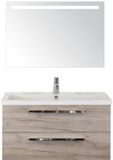 BES LED Seville Badmeubelset 100 cm - Craft Oak - Wastafel Djazz 1 Kraangat met Sence Spiegel