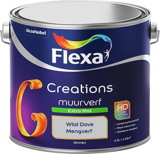 FLEXA Creations - Muurverf Extra Mat - Wild Dove - Mengkleuren Collectie - 2,5 Liter