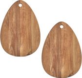 Zeller 2x Druppel vormige houten snijplanken 40 cm