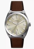 Fossil Everett FS6071 Horloge - Leer - Bruin - Ø 42 mm