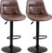 Ensemble de 2 tabourets de bar, réglables en hauteur, pivotants, recouverts de similicuir marron, avec dossier.