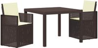 vidaXL Tuin Eettafel Set 3 st Bruin en crèmekleurig PP