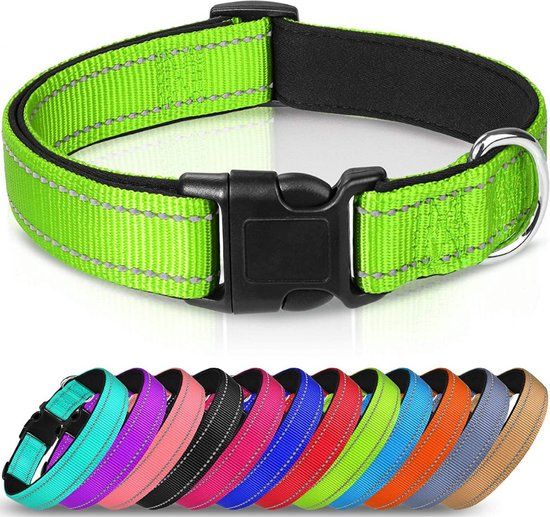 Sharon B Honden halsband reflecterend groen XL - Nylon - Klikhalsband