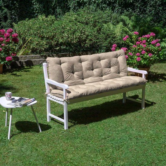 Beautissu Tuinbank Kussen Flair BR - 180x50x50cm - Natuur
