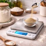 Alpina Balance de cuisine numérique - Balance de précision de cuisine avec 2 bols - Balance de cuisine numérique avec fonction tare et bol - Écran LCD