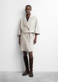 comma - Korte flanellen rok met wikkel-look - beige - Maat 38