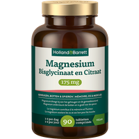 Holland & Barrett Magnesium Bisglycinaat en Citraat 175mg - 90 tabletten