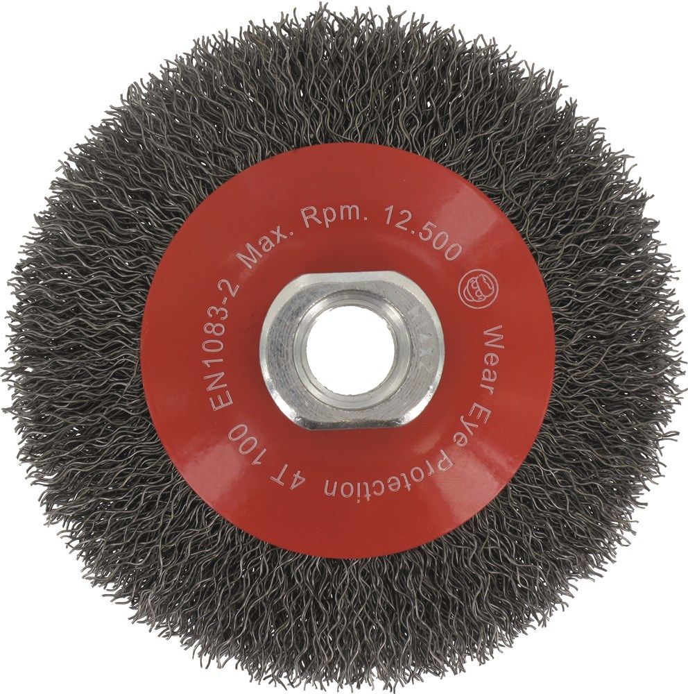 Rotec Kegelborstel M14 Ø100x0,30 mm gegolfd staaldraad Zwart
