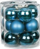 Inge-glas Inge's Christmas Decor Gmbh 24x stuks glazen kerstballen diep blauw 8 cm glans en mat
