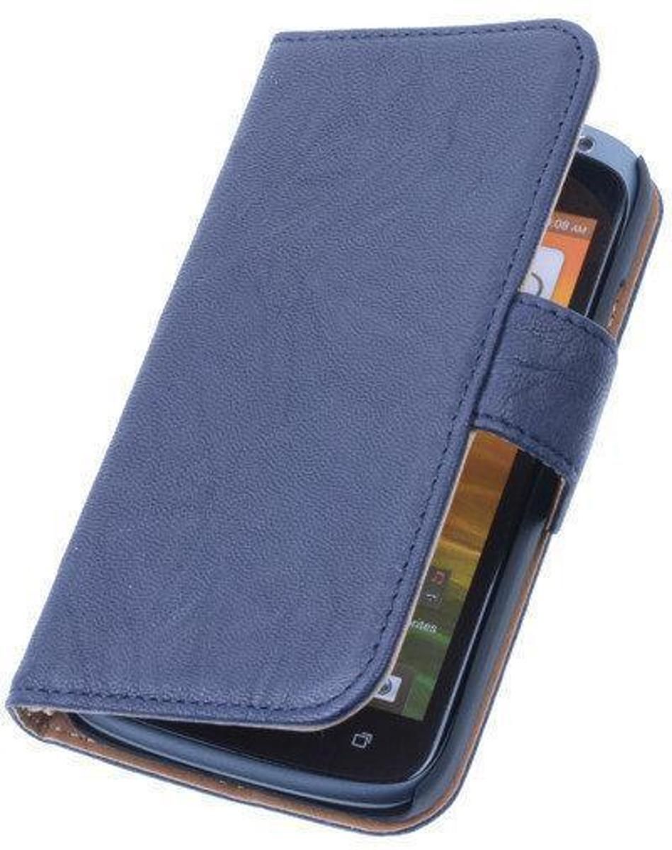 Best Cases Nevy Blue HTC Desire 310 Stand Luxe Echt Lederen Book Wallet Hoesje