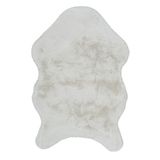 HOME DECO FACTORY - Tapis Imitation Fourrure Poil Fin Ecru - 100% Polyester - Ultra Doux - Dimensions : 60 x 90 cm