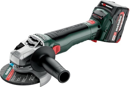 Metabo W 18 LT BL 11-125 18V Li-Ion Accu haakse slijper set (2x Li-Power 4.0Ah) in MetaBox