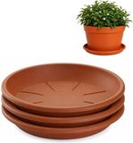 PLASTICFORTE Pot de fleur avec soucoupe / plateau de rétention d'eau - 3x - terre cuite - Dia 32 cm - Plastique