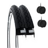 2 banden 24 x 1 3/8 (37-540) + binnenbanden zwarte afdekkingen voor rolstoel 24"