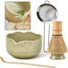 StarTech Matcha-set - Accessoires voor matcha, 5-delig - Porseleinen kom - Bamboe whisk - Whisk-houder - Thee lepel - Roestvrijstalen theezeef